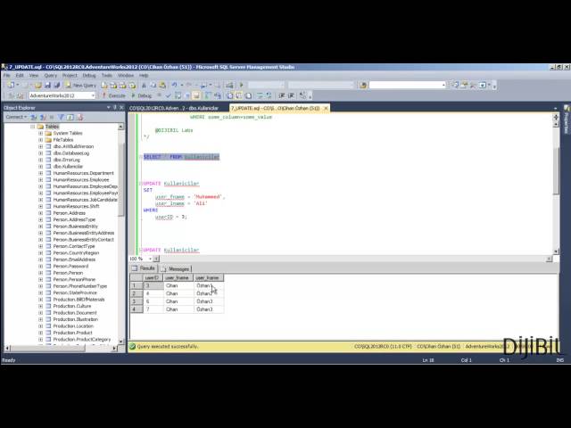 7 - T-SQL Veritabanı Programlama - UPDATE