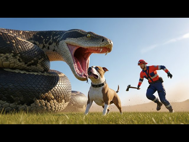 Heroic Rescue Team Saves Helpless Pitbull from GIANT Python Attack 🐕🐍