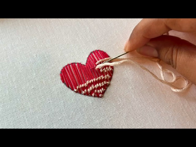 Hand Embroidery Designs Heart Embroidery Design for Beginner | Flower Embroidery | bordado a mano