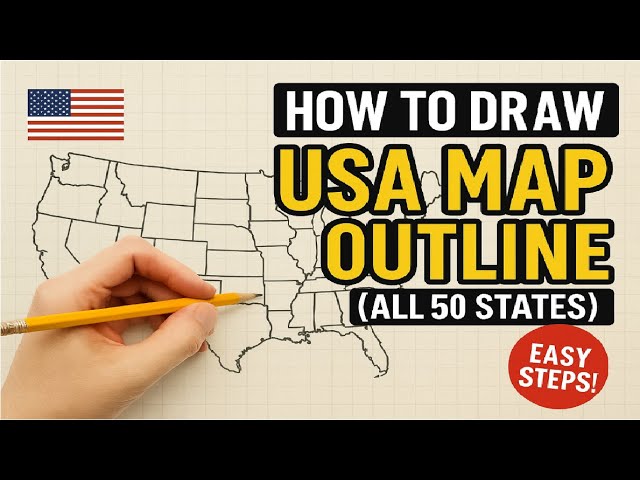 How to Draw the Outline Map of the USA with All 50 States / Complete State-by-State Outline