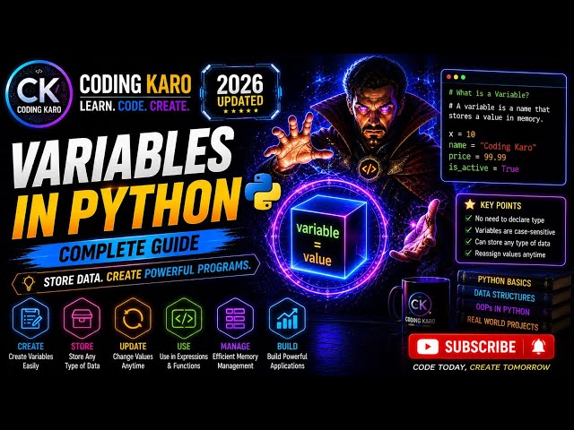 Variables in Python 2026 🚀 | Complete Guide for Beginners | #CodingKaro