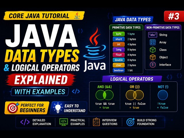 Java Data Types & Logical Operators Explained | Core Java Tutorial for Beginners #3