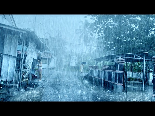 NICE TERRIFYINGLY HEAVY RAINSTORM 🌧️ Heavy Thunder & Rain in Indonesia ⚡| very refreshing