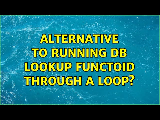 Alternative to running DB Lookup functoid through a loop? (4 Solutions!!)