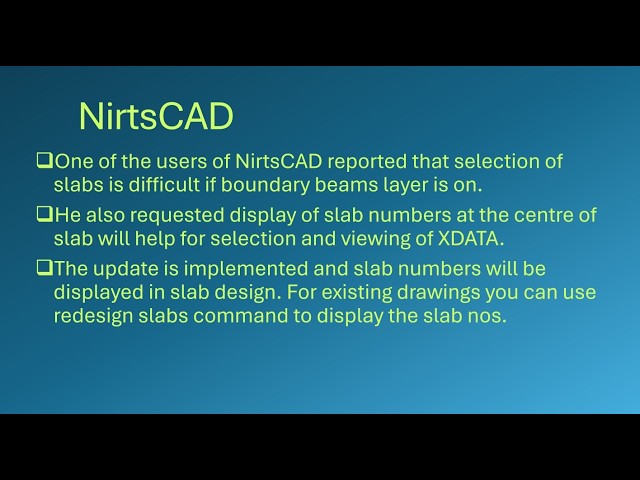 NirtsCAD13 Display slab number for easy seelction