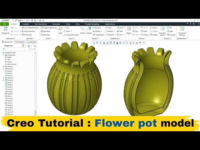 Creo tutorial for beginner | Flower pot design for rational molding