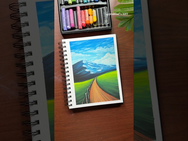 Easy Mountain Landscape Drawing with Oil Pastels | Step-by-Step Tutorial