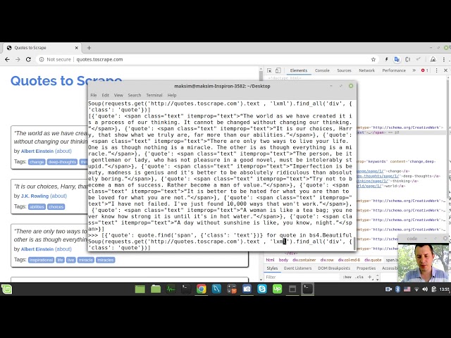 Quotes scraper in only 2 LINES OF CODE | Python + Requests & Beautiful Soup