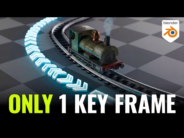 How to Rig a Steam Train in Blender (Stage 3) - Following a track using just one key frame