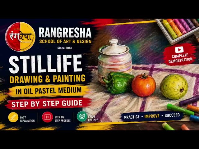 Still Life Drawing & Painting in Oil Pastel | Step-by-Step Guide | Elementary & Intermediate Exam 🎨