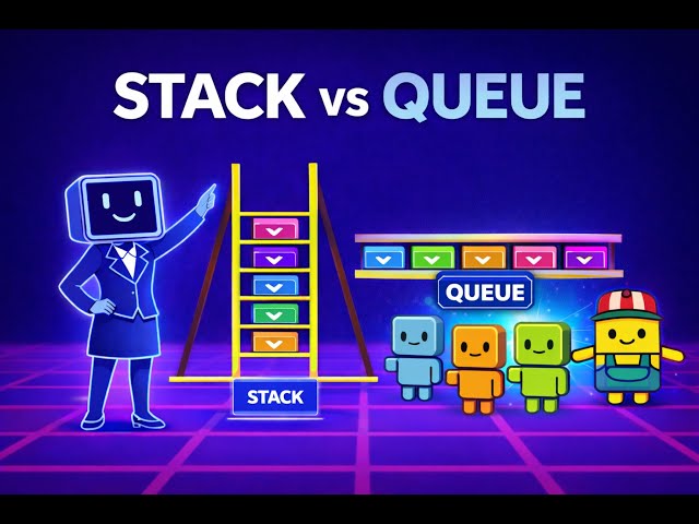 Stack vs Queue Explained Visually | Ticky Explains Tech