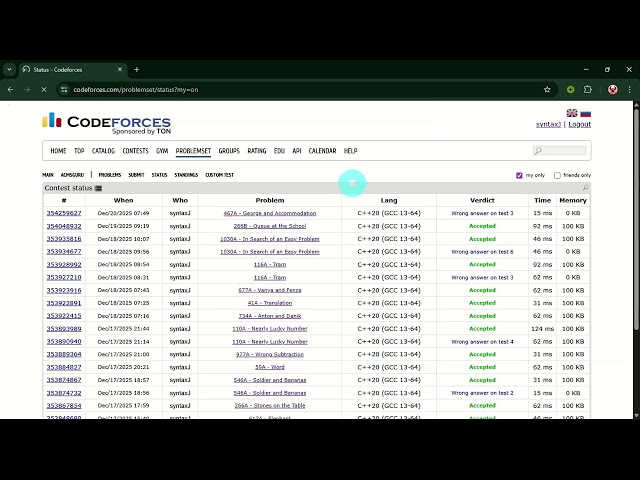 Codeforces Problem solving(A. George and Accommodation) solving