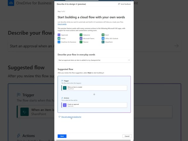 Power Automate Copilot - Build a flow by describing it