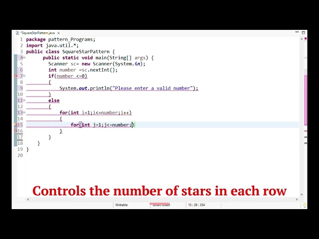 Square Star Pattern in JAVA