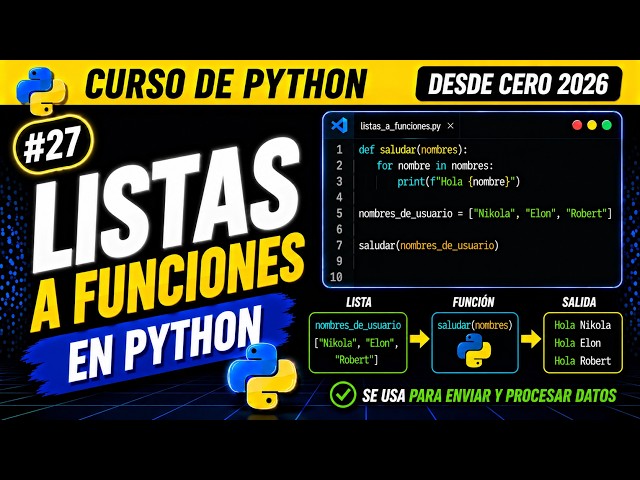 Enviar Listas a Funciones | Curso de Python desde Cero 2026
