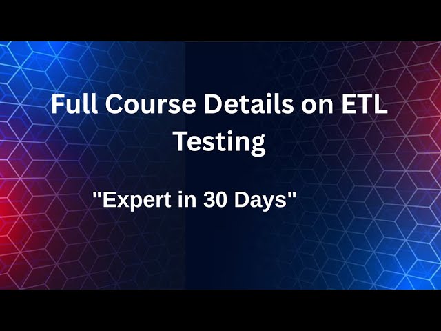 ETL Testing Course #etl #etltesting #etltester #etltestingcourse