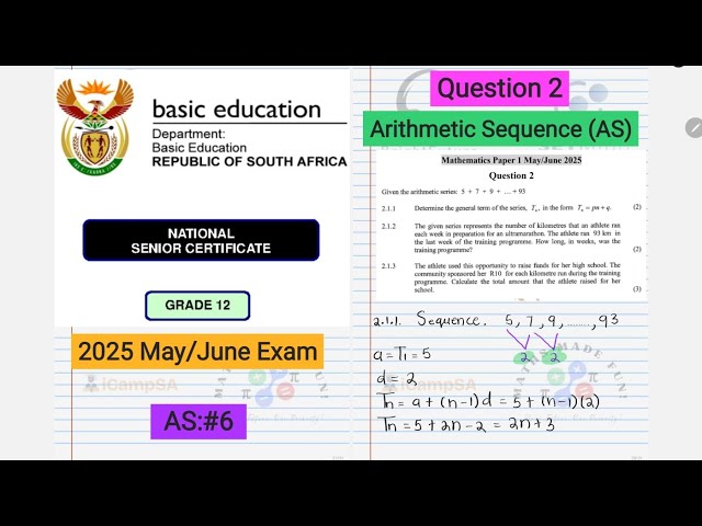 Grade 12 Maths Paper 1: How to Solve Number Patterns (May/June 2025 Exam) | ICampSA