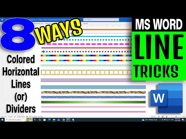 8 Ways to Create Colored Horizontal Lines in MS Word - MS Word Tips and Tricks
