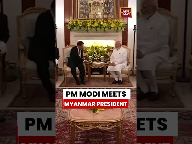 PM Modi Hosts Myanmar President at Hyderabad House, Delhi #pmmodi #myanmar
