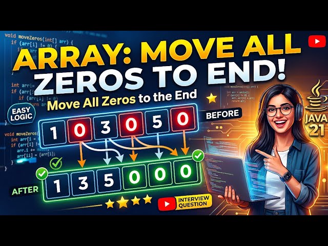 The Most Asked Java Array Interview Question | Move Zeros to End (Java)