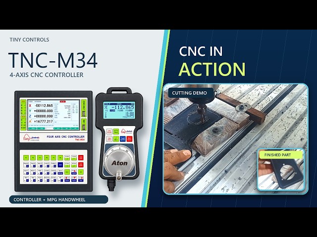 TNC-M34 CNC Controller | CNC Cutting & MPG Handwheel Demo | Tiny Controls