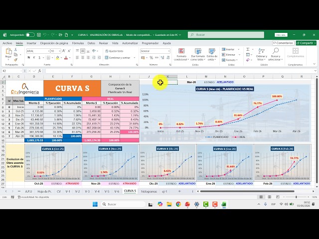 Curva S en Excel | PLANIFICADO vs EJECUTADO | Valorizaciones de Obra