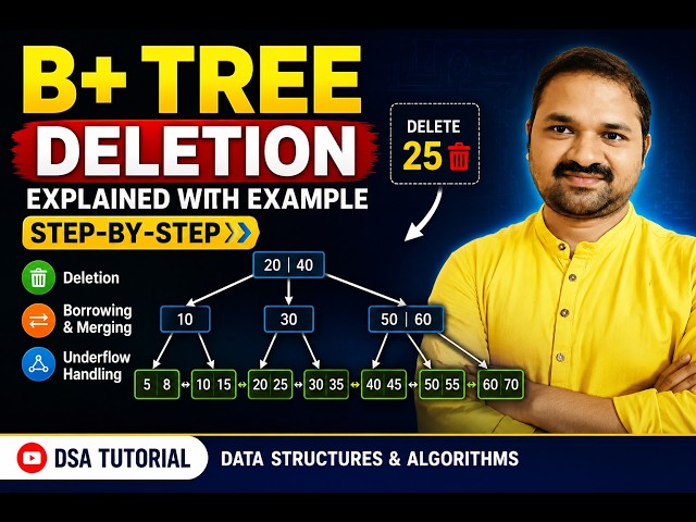 B+ Tree Deletion Explained with Example | Step-by-Step | Data Structures & Algorithms | DSA Tutorial