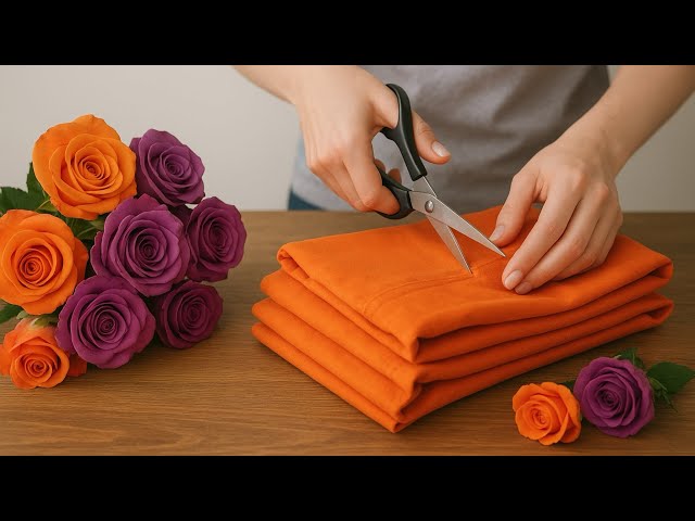 Wow! I made fabric flowers from old clothes 🌸 A creative idea for upcycling!👖🩳