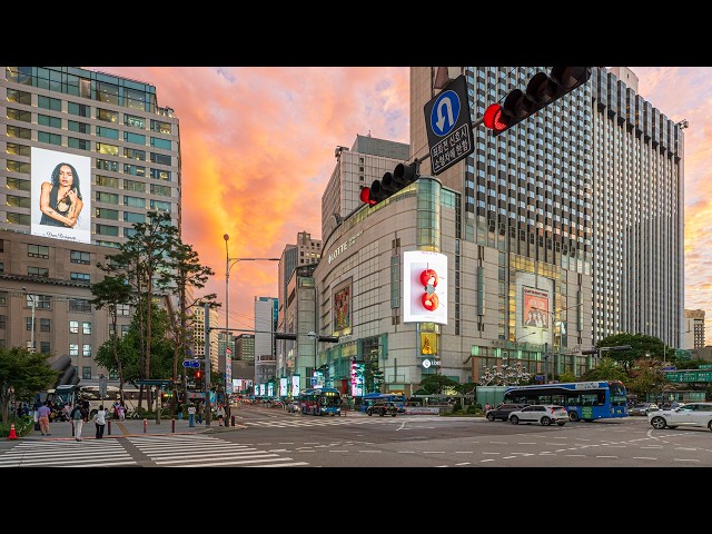 [4K HDR] Burning Twilight Seoul Night Walk: Euljiro, Crowded Myeongdong to Romantic Palace