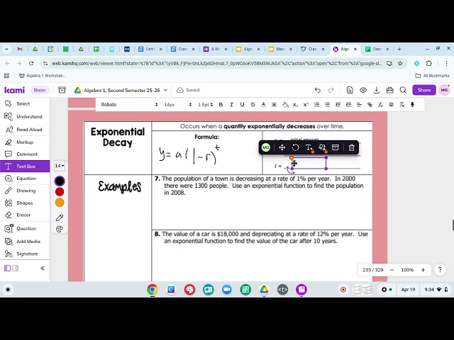 Exponential Growth and Decay from Word Problems. Algebra 1 Unit 6