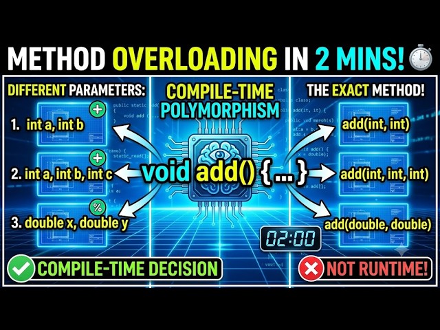 Java Method Overloading in 2 Mins ⏱️ | Compile time Polymorphism Explained