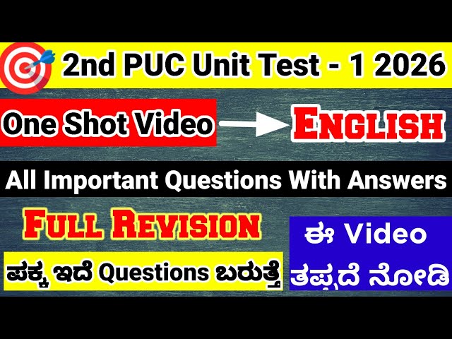 2nd PUC English important questions for unit test 1 2026-27 karnataka FA 1