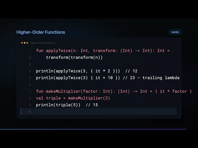 Kotlin Tutorial #9: Lambdas and Higher-Order Functions