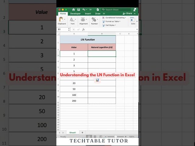 Quick Logarithm Hack : Master the LN Function in Excel! 📊 #excel #excelshorts