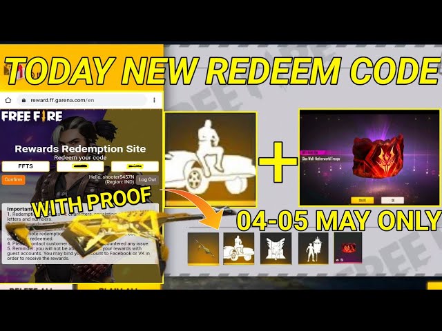 FREE FIRE  NEW REDEEM CODE TODAY 04 MAY | FREE FIRE REDEEM CODE | FF REDEEM CODE TODAY.GlooWall Skin