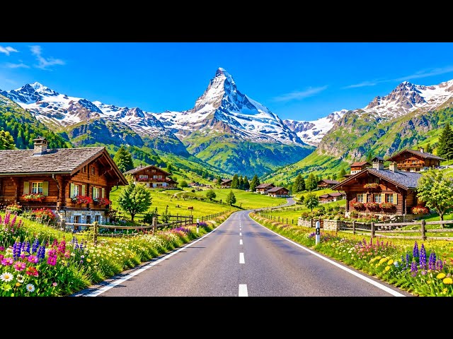 Swiss Mountain Drive, Peaceful & Relaxing Music, 4K