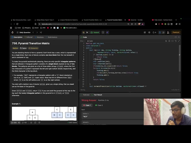 756. Pyramid Transition Matrix Leetcode POTD by spexcher (Gourab Modak)