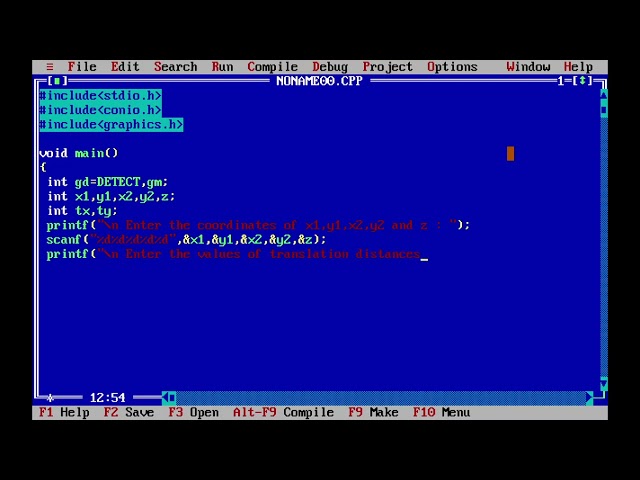 How to write C program for three dimensional (3D) translation transformation