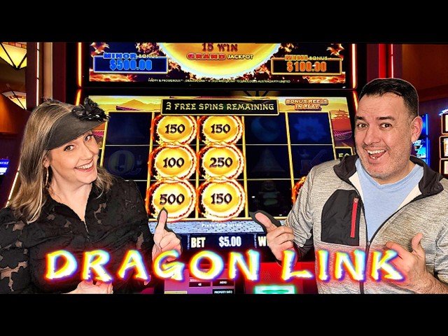 Dragon Link in the high limit room, $5 and $10 spins! We're not high rollers. LOL #slots #casino