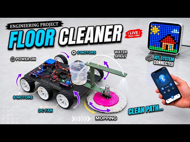 Smart Floor Cleaner Robot with Water Spray, Mopping & Drying System | Best Engineering Project