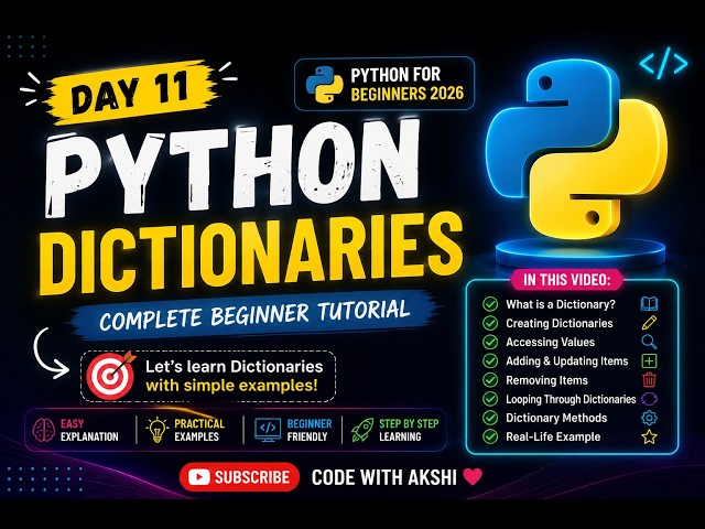 Python Dictionaries in Python | Python Tutorial for Beginners 2026 | Day 11#shortfeed