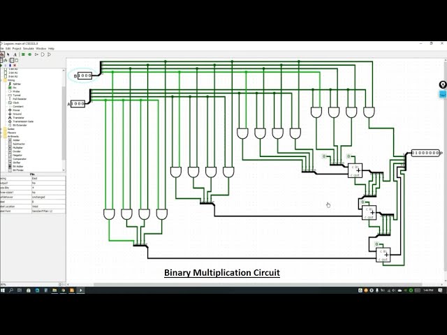 Design of a Binary Multiplication circuit (4-bit by 4-bit) in LOGISIM with in-depth explanation!