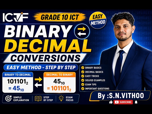 Binary to Decimal & Decimal to Binary Conversions | Easy Method for Grade 10 ICT | Tamil | snvithoo