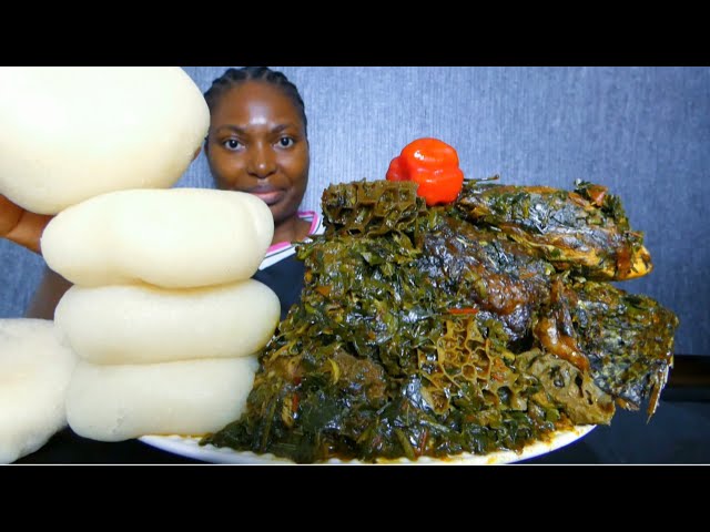 Asmr mukbang edikaikong soup with fufu