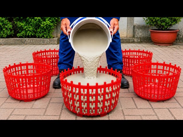 Pour cement into a plastic basket and see what happens! You'll be surprised by the results 😱