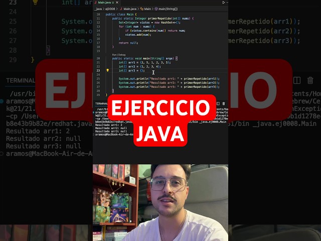 Find the first repeated number in an array using Java