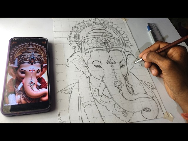 How To Draw Lord Ganesha | Ganesh Chaturthi Drawing | Ganpati Drawing (Outline Tutorial)
