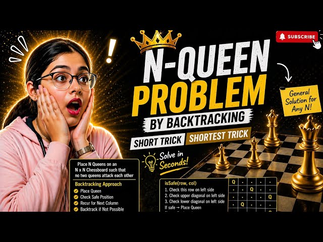 N Queen Problem 👑 | Backtracking Made Easy 🔥 Shortest Trick#NQueenProblem #Backtracking 