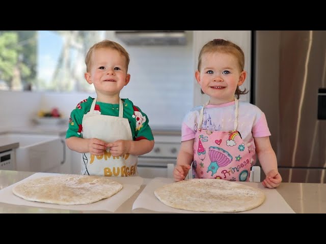 Cute Twin Toddlers Make Pizzas! 🍕Otis & Ida Cooking Show Episode #4
