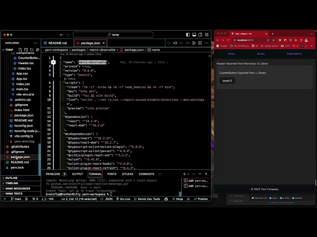 clean reactive monorepo (marcs observable + a ui lib)